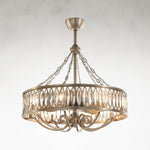 Marquises Crystal 8-Light 33-Inch Antique Silver Ceiling Pendant Light with Fan