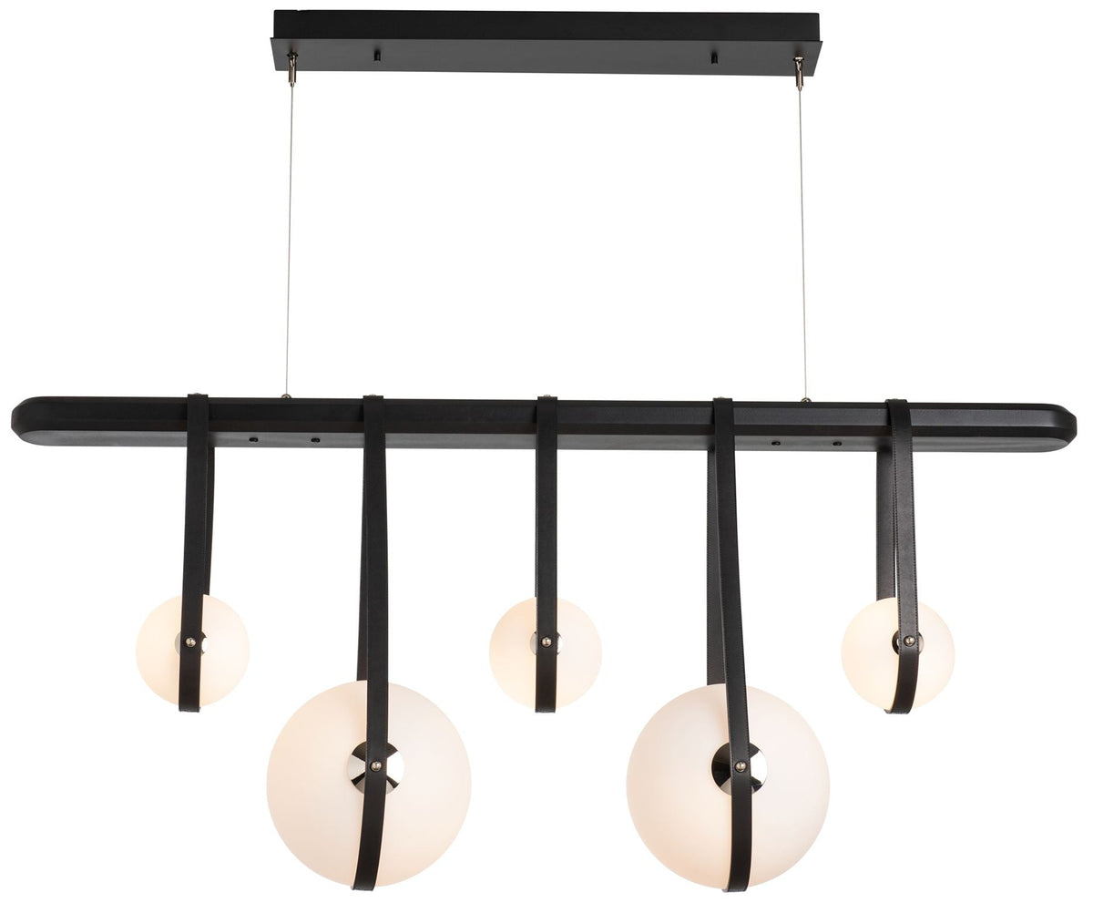 Derby Linear 5-Light LED Pendant - Nickel - Black - Black - Opal - Standard