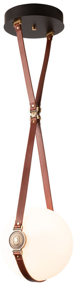 Derby Small Pendant - Brass - Chestnut Straps - Branded- Opal - Standard