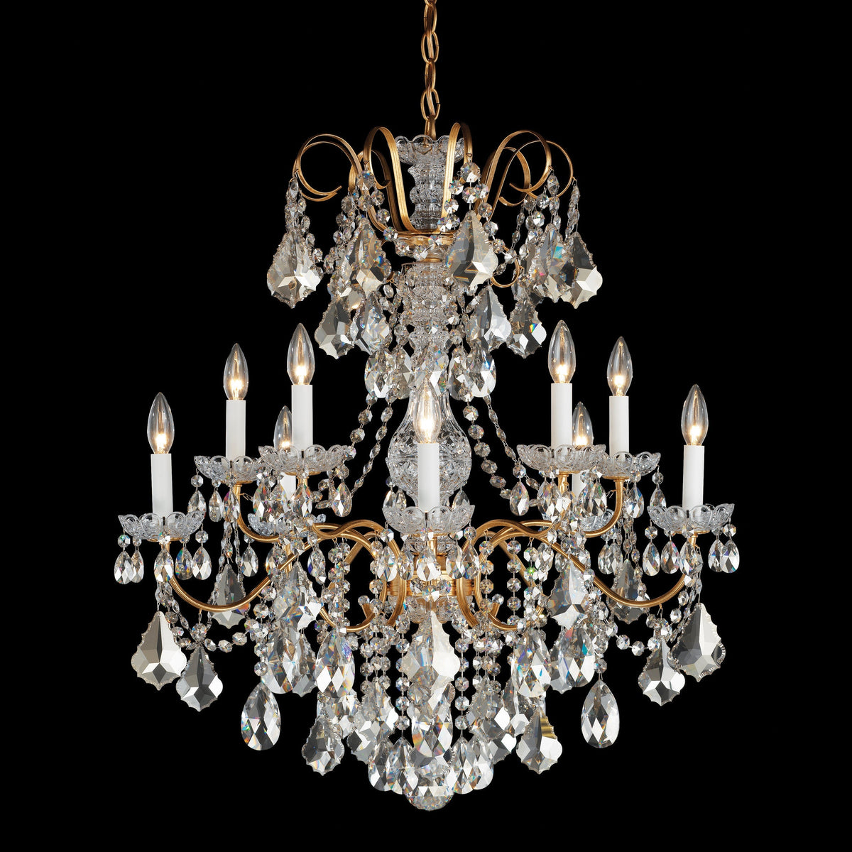 New Orleans 10-Light Chandelier in French Gold With Clear Heritage Crystal