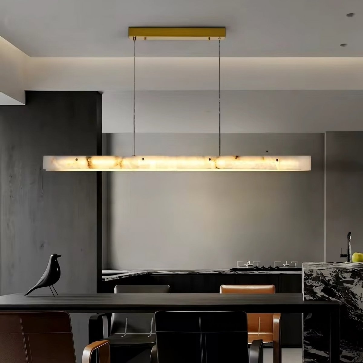60" Natural Marble Dining Room Light Fixture