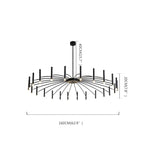 Modern 24-light Streamlined Round Chandelier - 24 LED Bulbs, 63'' Dia, Adjustable Height, Black Finish