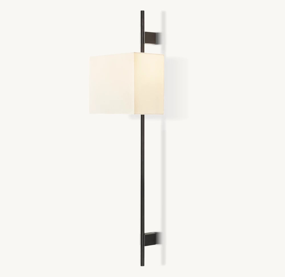 Vela Round Bar Sconce - Rectangular Shade