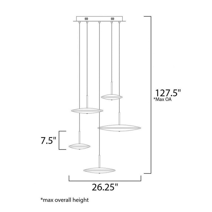 ET2 Lighting - E22827-SBR - Cymbals-70W 5 LED Pendant-26.25 Inches wide by 7.5 inches high