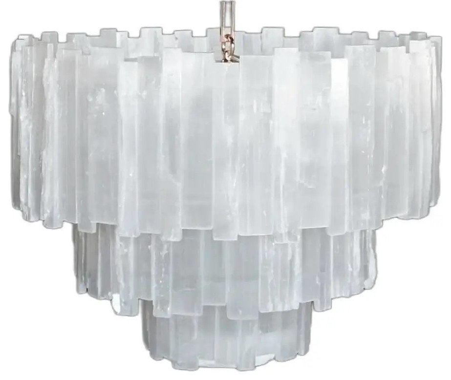 Selenite Chandelier, 3 Tiers, 30" W x 30" H