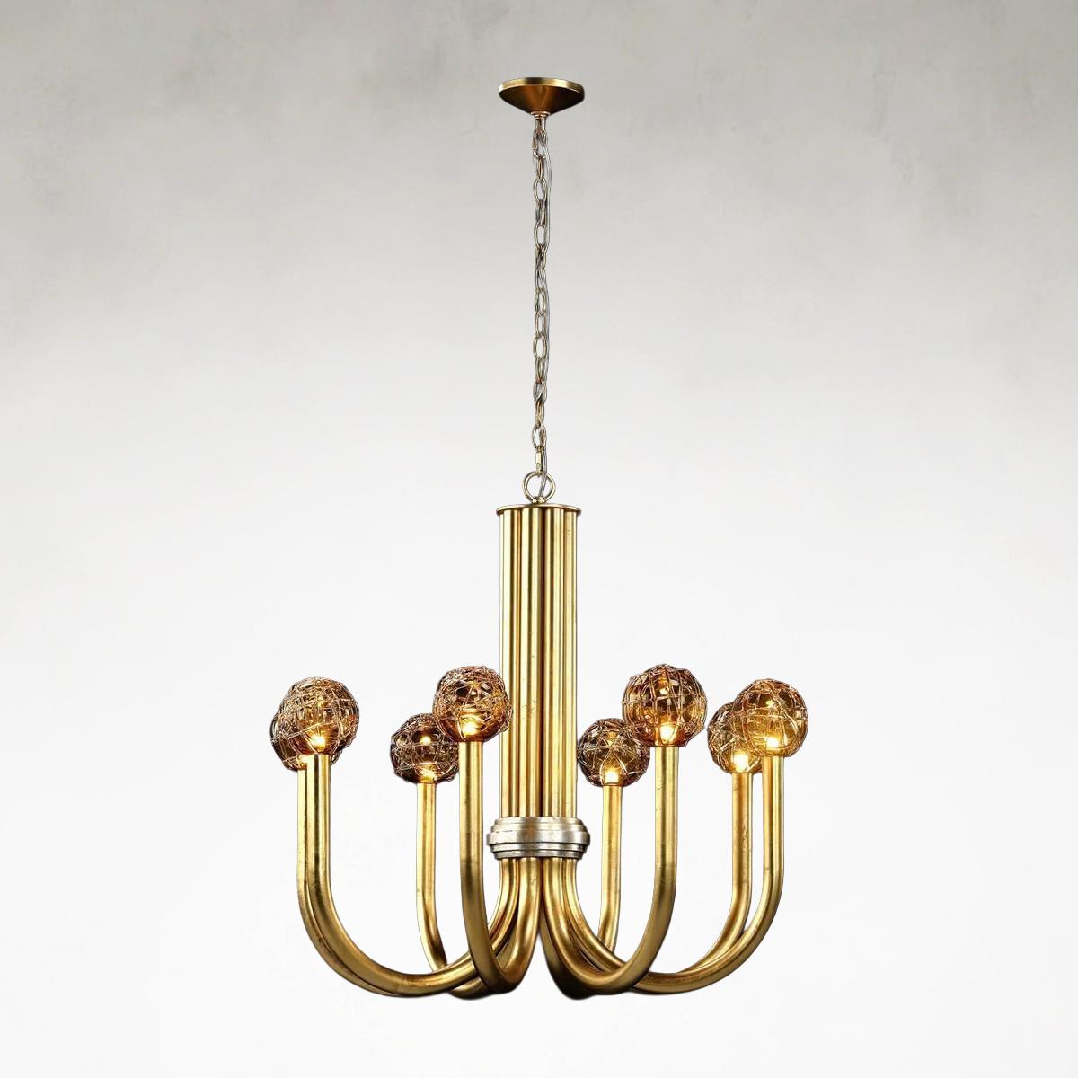 Fiammas Eight-Light 32-Inch Gold and Silver Leaf Chandelier Ceiling Fixture