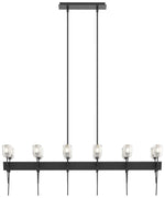 Echo 48" Wide 12-Light Black Linear Pendant With Cast Glass Shade