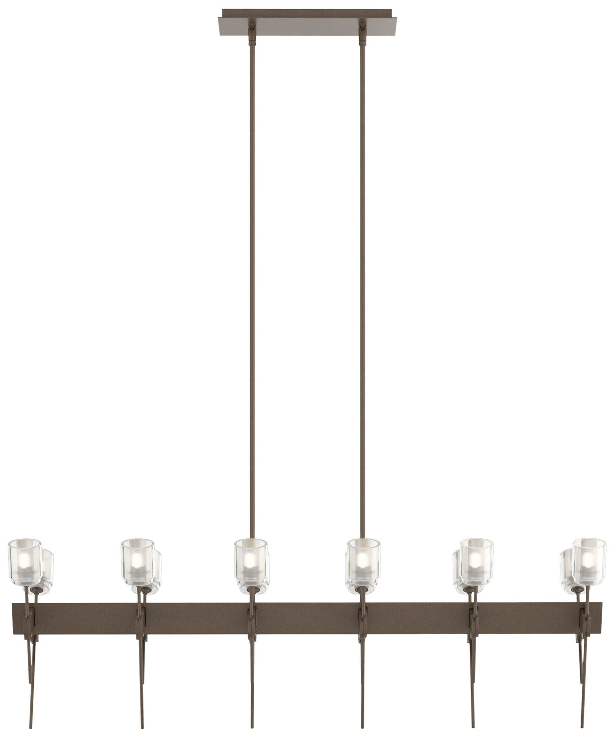 Echo 48" Wide 12-Light Bronze Linear Pendant With Cast Glass Shade