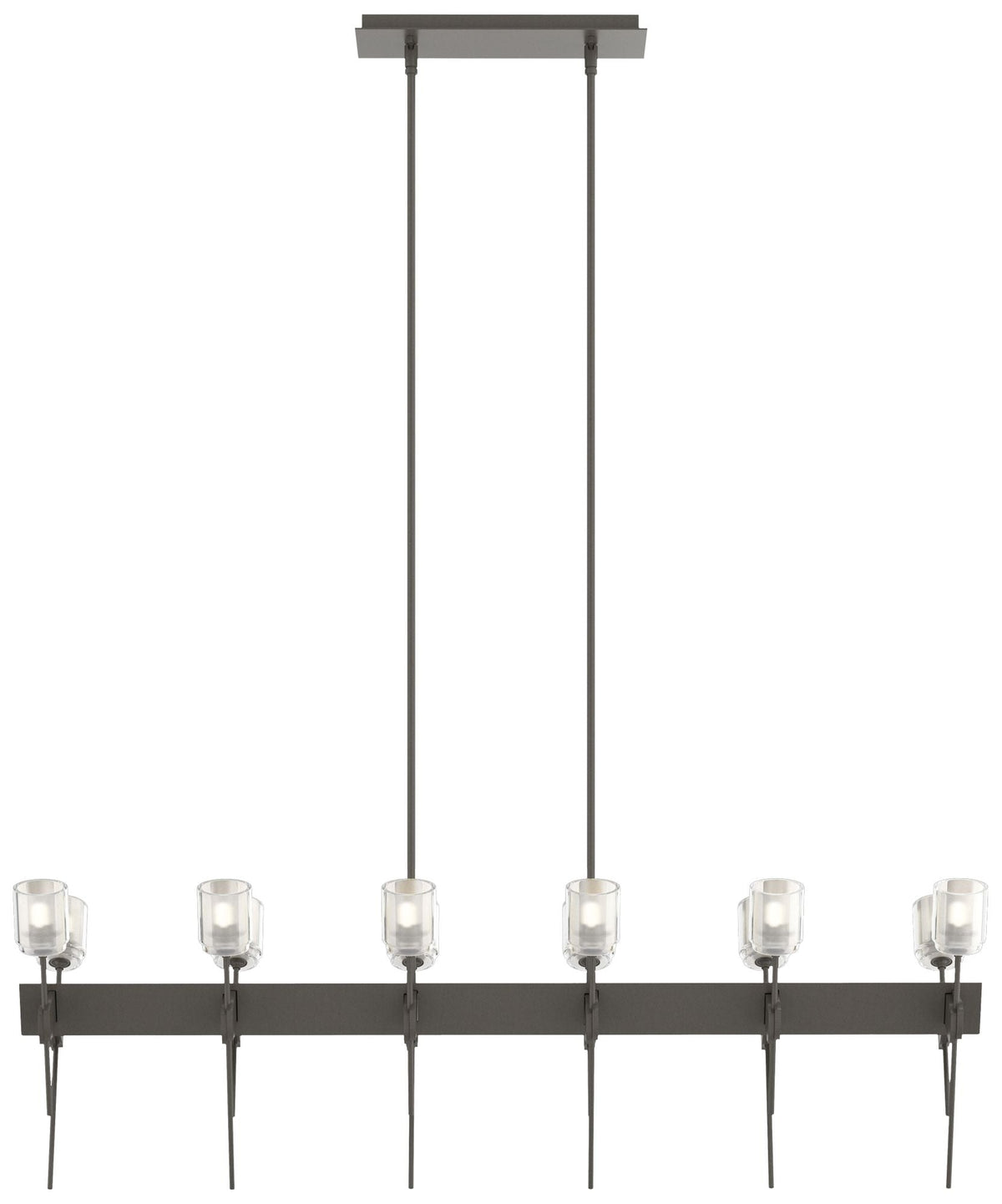 Echo 48" Wide 12-Light Dark Smoke Linear Pendant With Cast Glass Shade