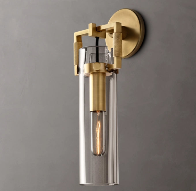 Machinist Glass Cylinder Sconce 12"