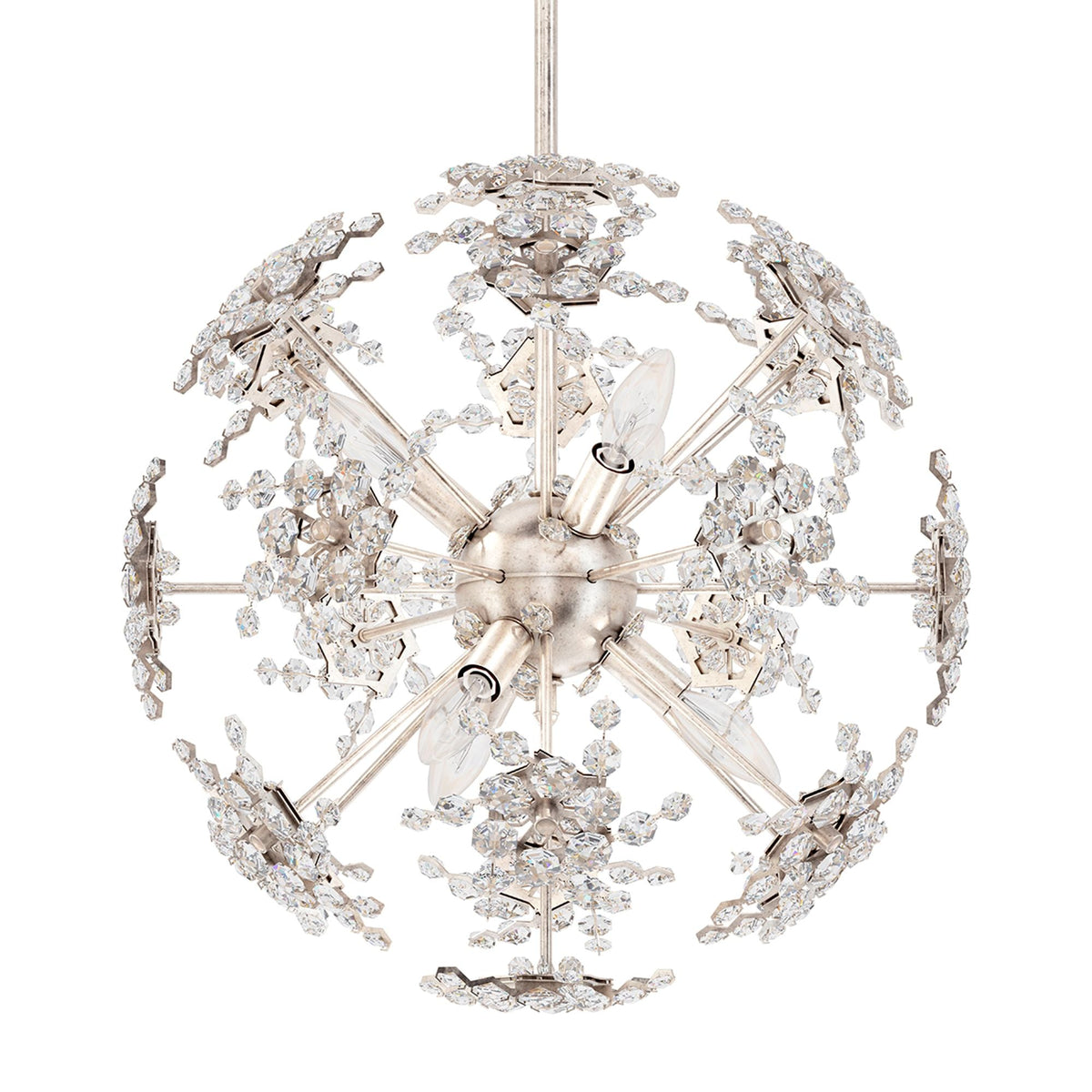 Esteracae 18"H x 18"W 6-Light Crystal Pendant in Antique Silver