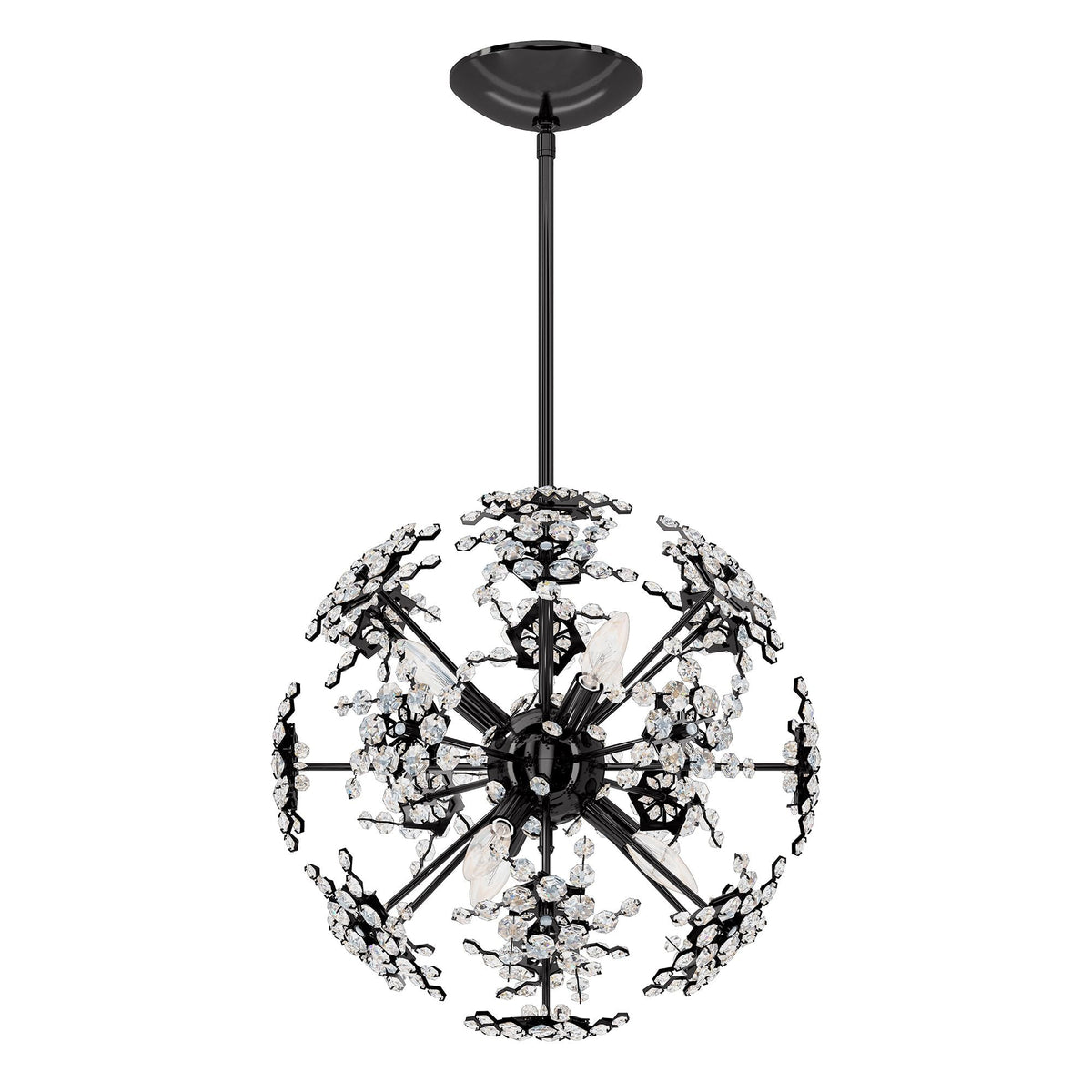 Esteracae 18"H x 18"W 6-Light Crystal Pendant in Jet Black