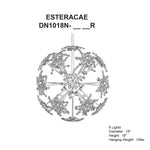 Esteracae 18"H x 18"W 6-Light Crystal Pendant in Jet Black