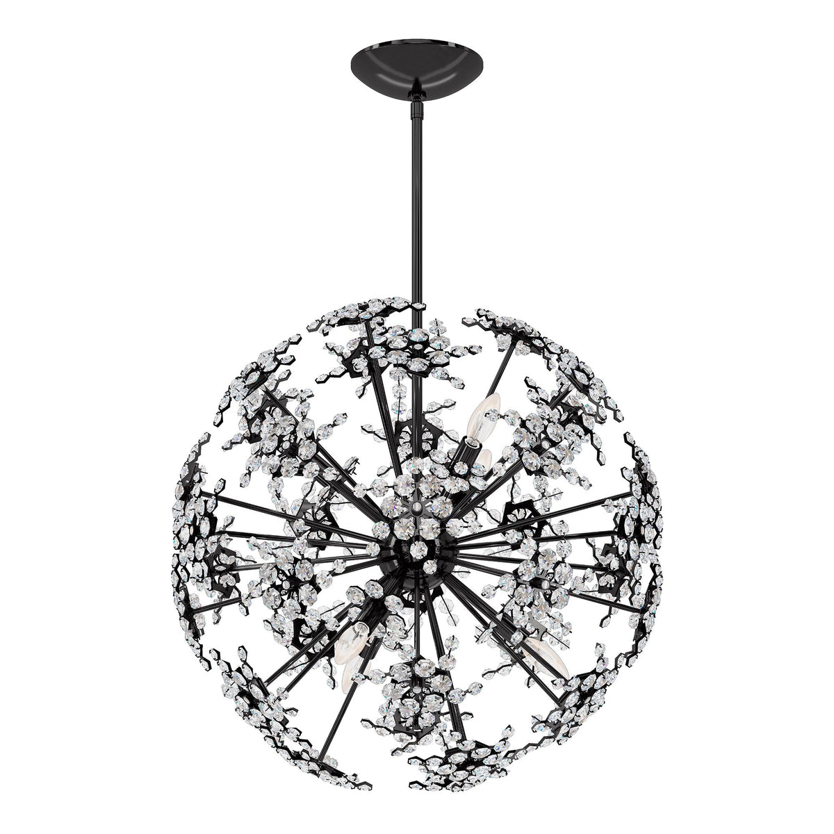 Esteracae 24"H x 24"W 6-Light Crystal Pendant in Jet Black