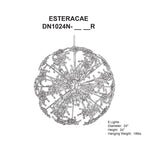 Esteracae 24"H x 24"W 6-Light Crystal Pendant in Jet Black