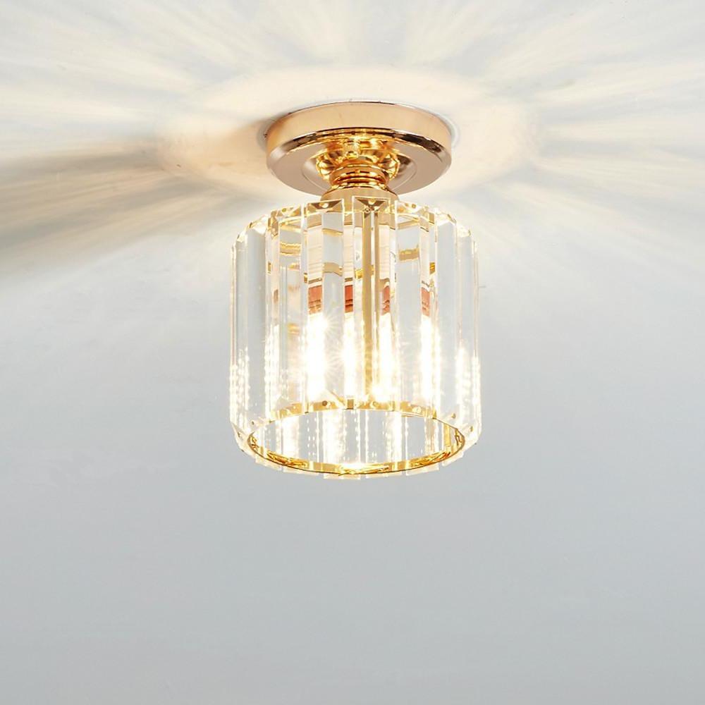 Modern Crystal Metal Industrial LED Flush Mount Ceiling Light for Hallway Entryway