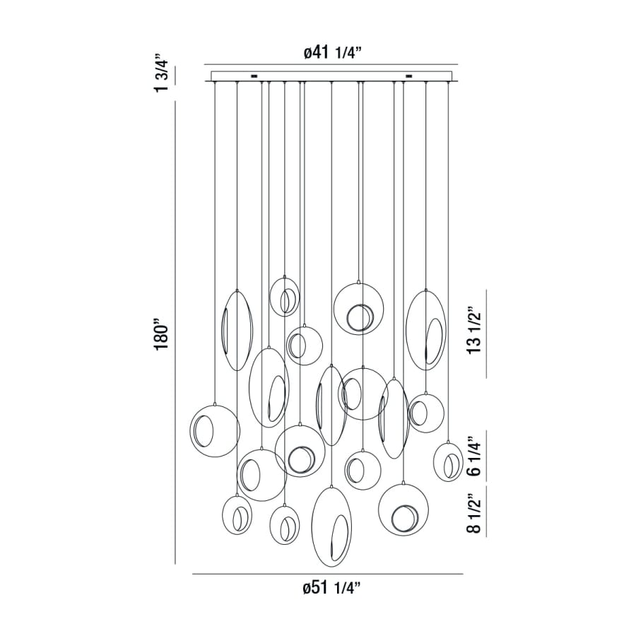 Arlington 19 Light 51" Wide LED Multi Light Pendant