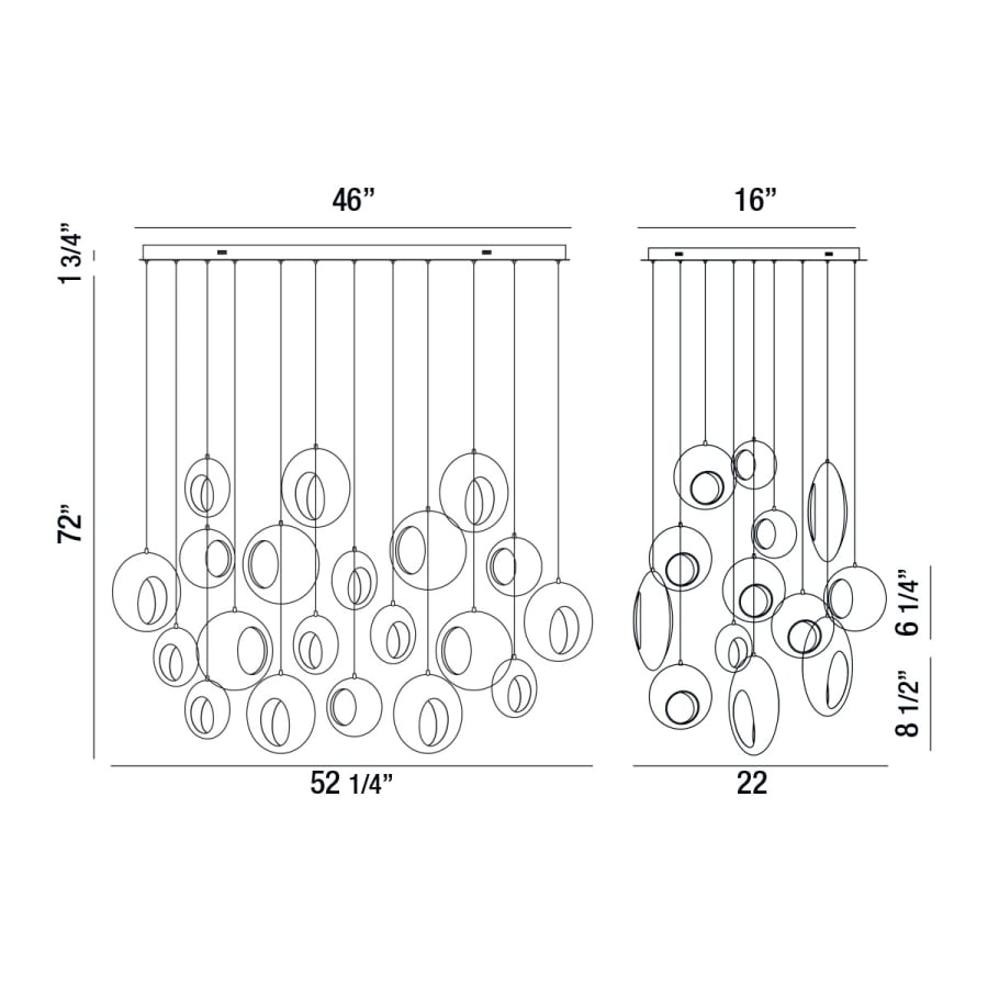 Arlington 20 Light 52" Wide LED Multi Light Pendant