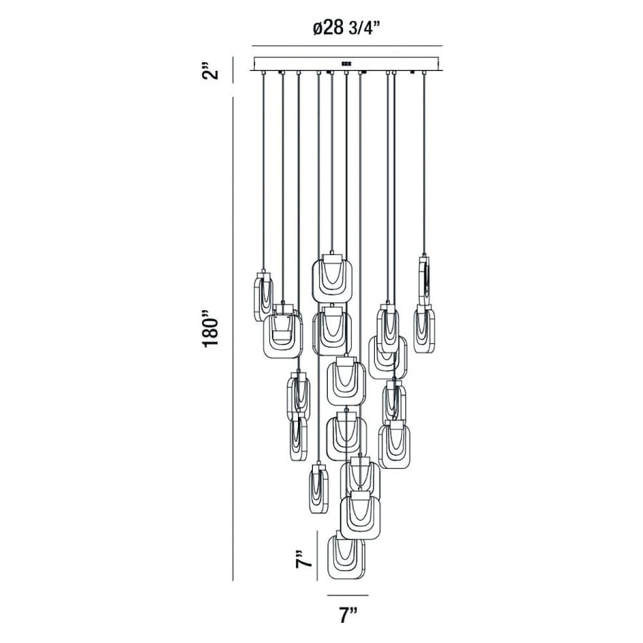 Paget 19 Light 29" Wide LED Multi Light Pendant