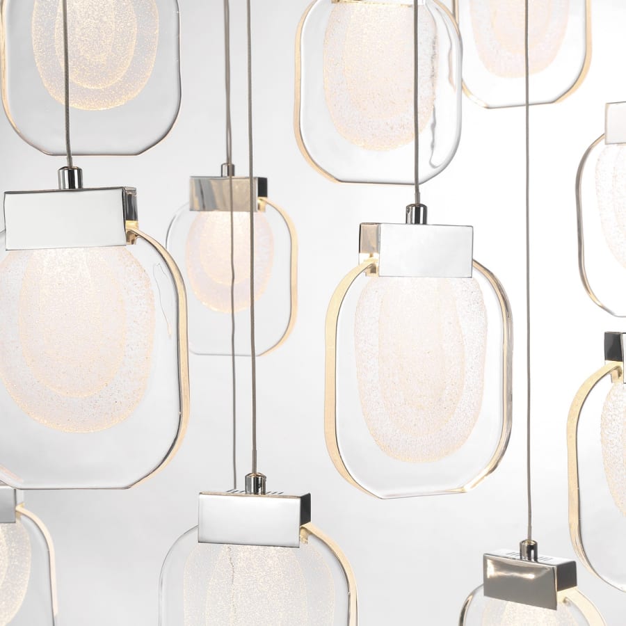 Paget 29" Wide 3000K LED Round 19-Light Pendant with Piastra Glass Shades