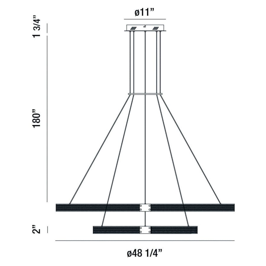 Admiral 4 Light 48" Wide LED Ring Chandelier - 2 Tiers