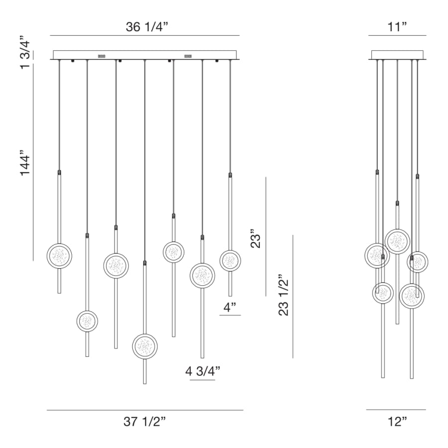 Barletta 12 Light 38" Wide LED Abstract Linear Pendant