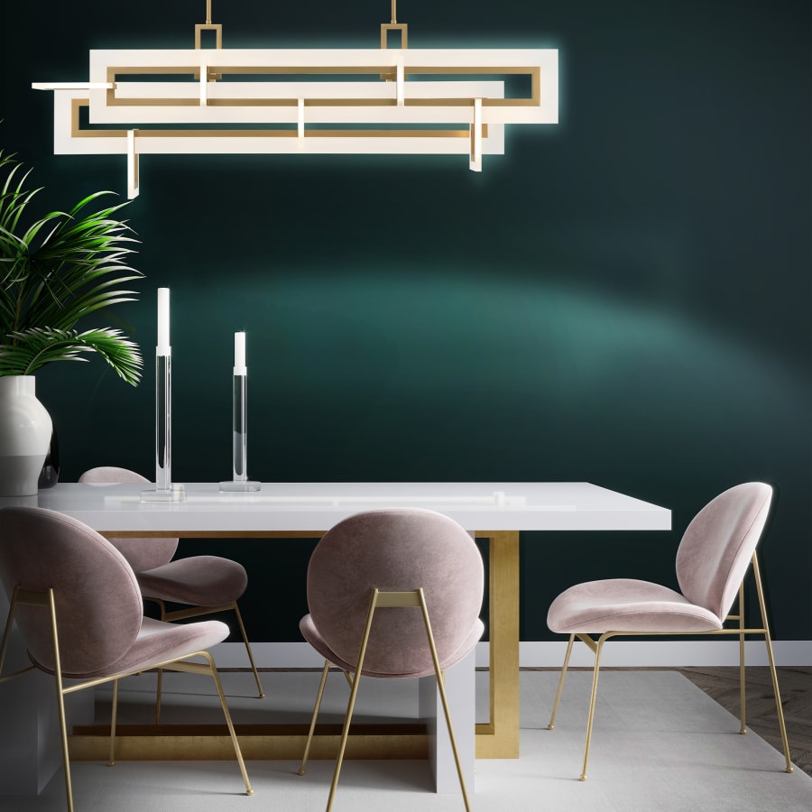 Inizio 55" Wide 3000K LED Geometric Linear Chandelier