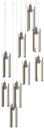 Exos 20.5"W 9-Light Round Bronze Long Pendant With Clear Glass Shade