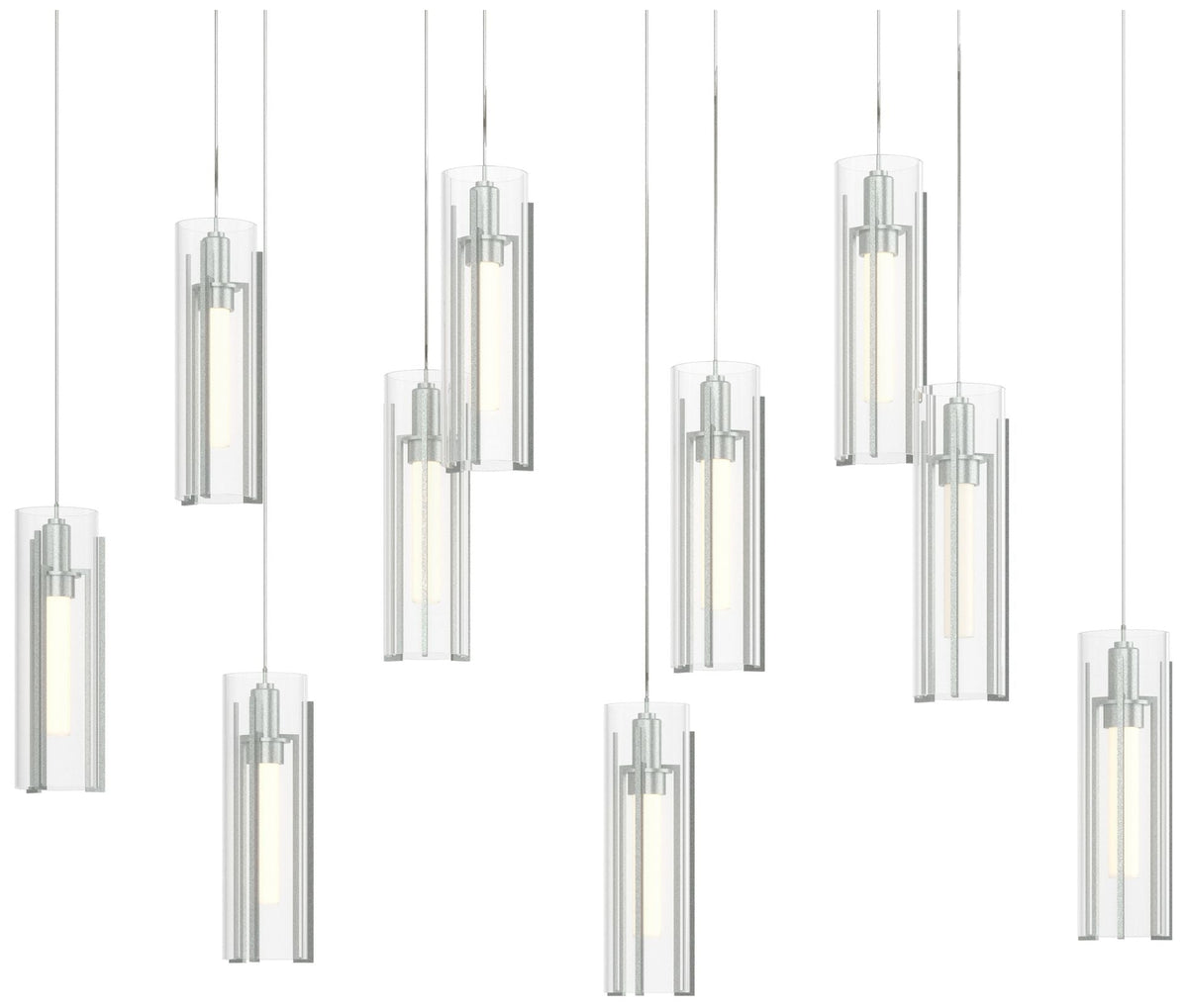 Exos 44.5"W 10-Light RectangularLong Pendant w/ Clear Shade