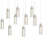 Exos 44.5"W 10-Light Rectangular Modern Brass Long Pendant w/ Clear Sh