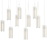 Exos 44.5"W 10-Light Rectangular Modern Brass Long Pendant w/ Opal Sha