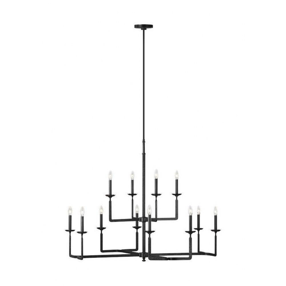 Generation Lighting - F3290/12AI - Feiss Lighting-Ansley-Chandelier 12 Light Steel in Modern Style-44 Inch Wide by 35.75 Inch High