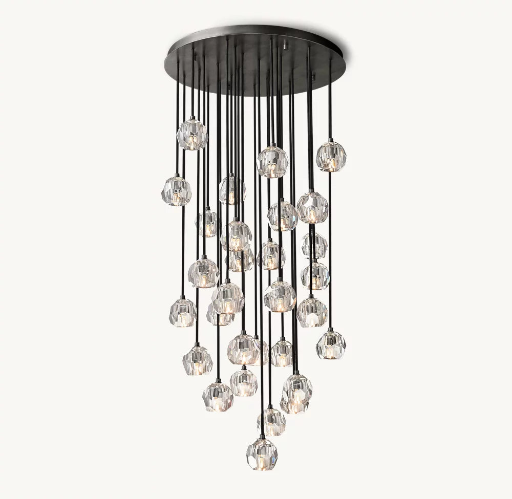 Boule De Cristal Clear Glass Round Cluster Chandelier 30"
