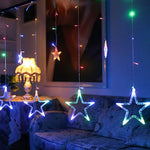 8.2 ft Curtain Hanging String Lights Acrylic Star LED Lighting for Christmas Wedding Fairy Lights 216 Bulbs