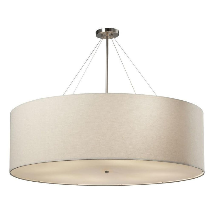 Justice Design - FAB-9597-WHTE - Textile Classic - 8 Light 48 Inch Drum Pendant with Drum White Woven Fabric Shade