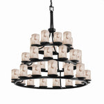 Justice Design - FAL-8712-10 - LumenAria Dakota - 36 Light 3-Tier Ring Chandelier with Cylinder/Flat Rim Faux Alabaster Shade