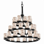 Justice Design - FAL-8712-10 - LumenAria Dakota - 36 Light 3-Tier Ring Chandelier with Cylinder/Flat Rim Faux Alabaster Shade