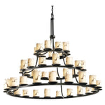 Justice Design - FAL-8714-12-DBRZ - LumenAria Dakota - 45 Light 3-Tier Ring Chandelier with Cylinder/Broken Rim Faux Alabaster Shade