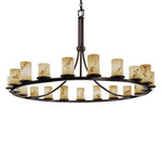 Justice Design - FAL-8716-10-DBRZ - LumenAria Dakota - 21 Light Ring Chandelier with Cylinder/Flat Rim Faux Alabaster Shade
