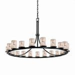 Justice Design - FAL-8716-10-DBRZ - LumenAria Dakota - 21 Light Ring Chandelier with Cylinder/Flat Rim Faux Alabaster Shade