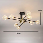 8-light Electroplated Metal Glass LED Modern Flush Mount Lighting