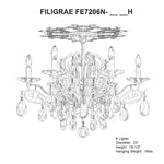 Filigrae 18.5"H x 23"W 6-Light Crystal Semi-Flush Mount in Heirlo