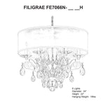 Filigrae 22"H x 24"W 6-Light Crystal Chandelier in Etruscan Gold