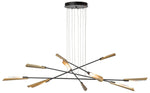 Flight 73.2" Wide 10-Light Black Pendant With Modern Brass Shade