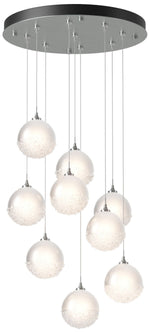 Fritz Globe 20.5"W 9-Light Vintage Platinum Long Pendant w/ Frosted Sh