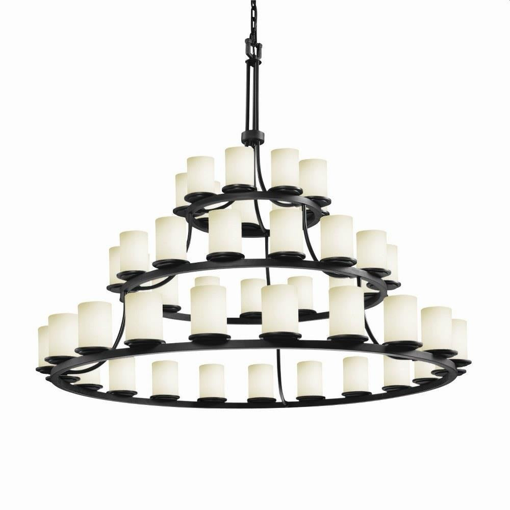 Justice Design - FSN-8714-10-OPAL-MBLK - Fusion Dakota - 45 Light 3-Tier Ring Chandelier