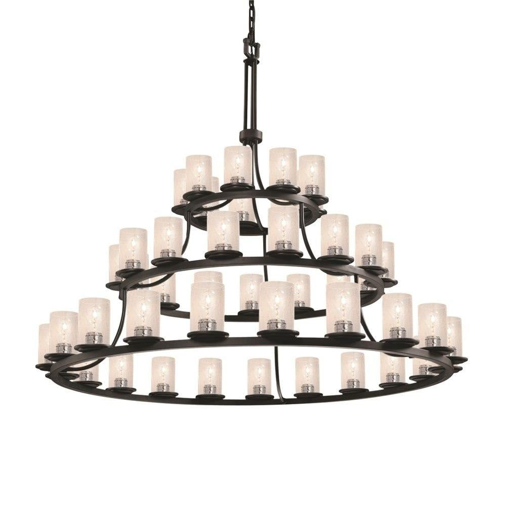 Justice Design - FSN-8714-10-SEED-MBLK - Fusion Dakota - 45 Light 3-Tier Ring Chandelier