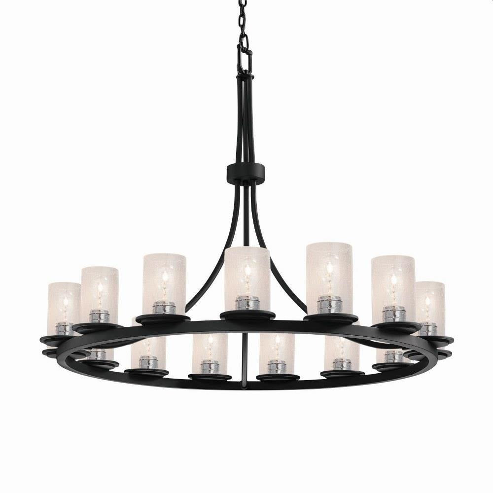 Justice Design - FSN-8715-10-SEED-MBLK - Fusion Dakota - 15 Light Ring Chandelier