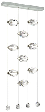 Gatsby 27.5" Wide 9-Light Crystal Vintage Platinum Standard LED Pendan