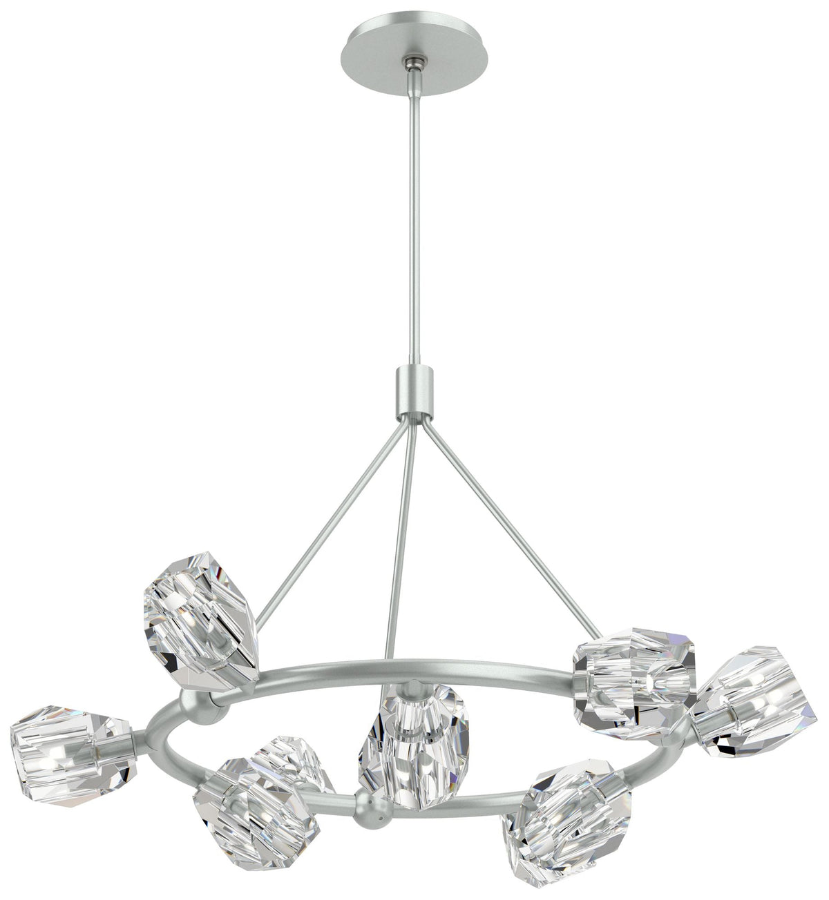 Gatsby 31.7" Wide 9-Light Crystal Vintage Platinum Ring Pendant